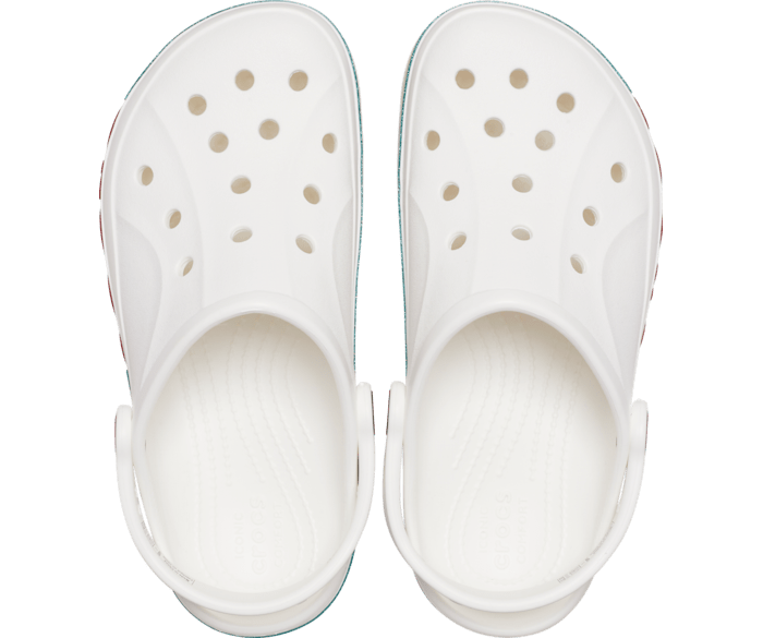 White crocs with rainbow bottom outlet
