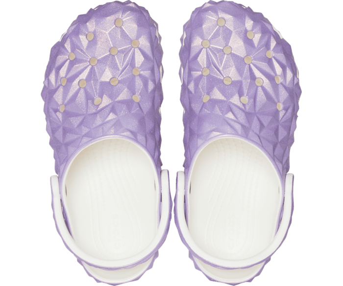 Iridescent white crocs best sale