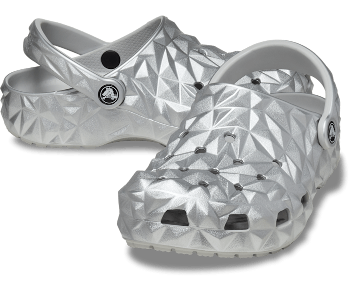 Metallic silver crocs shop