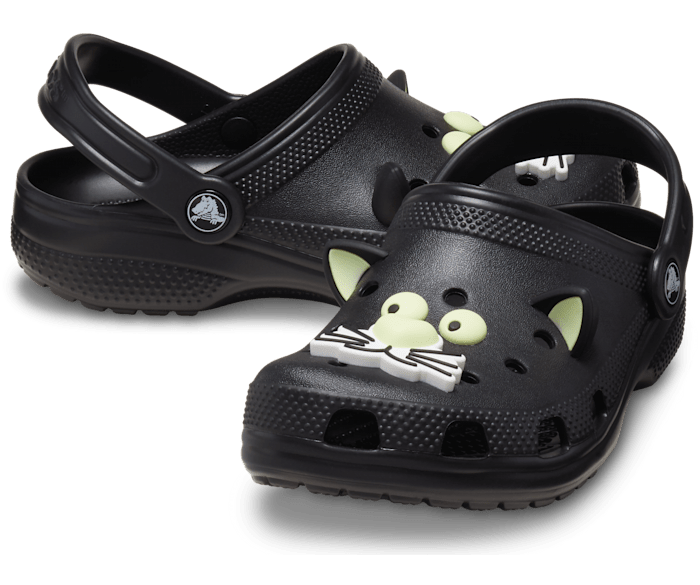 Crocs Toddler Classic Glow In the Dark Black Cat Clog Black C10