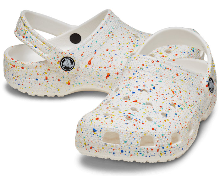 Crocs Kids Classic Splatter Paint Clog White Multi J6
