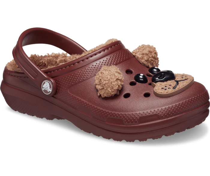 Brown fuzzy crocs discount