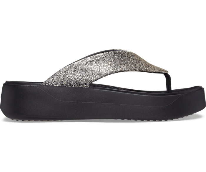 Crocs Getaway Chunky Glitter Platform Flip Black W7