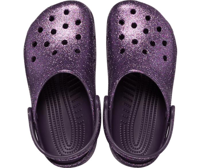 Purple glitter crocs top