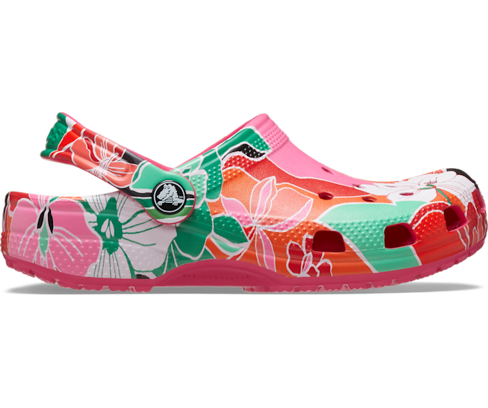 Crocs Kids Classic Woodcut Floral Clog Dragon Fruit C11