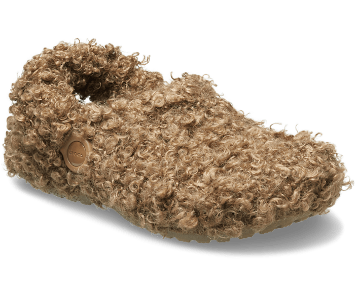 Crocs Kids Classic Doodle Fur Lined Fuzzy Clog Brown J3