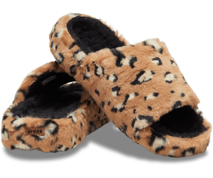 Classic Leopard Fur Slide Crocs
