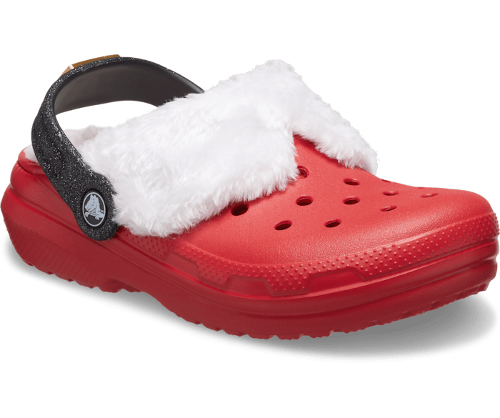 Crocs Kids Classic Lined Santa Clogs Size 1 Varsity Red Multi