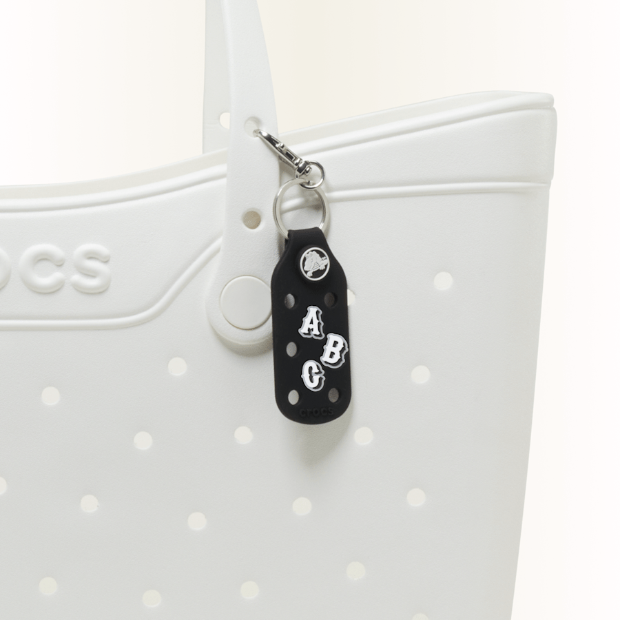 Varsity II style charms, Letters A, B and C displayed on a keychain.