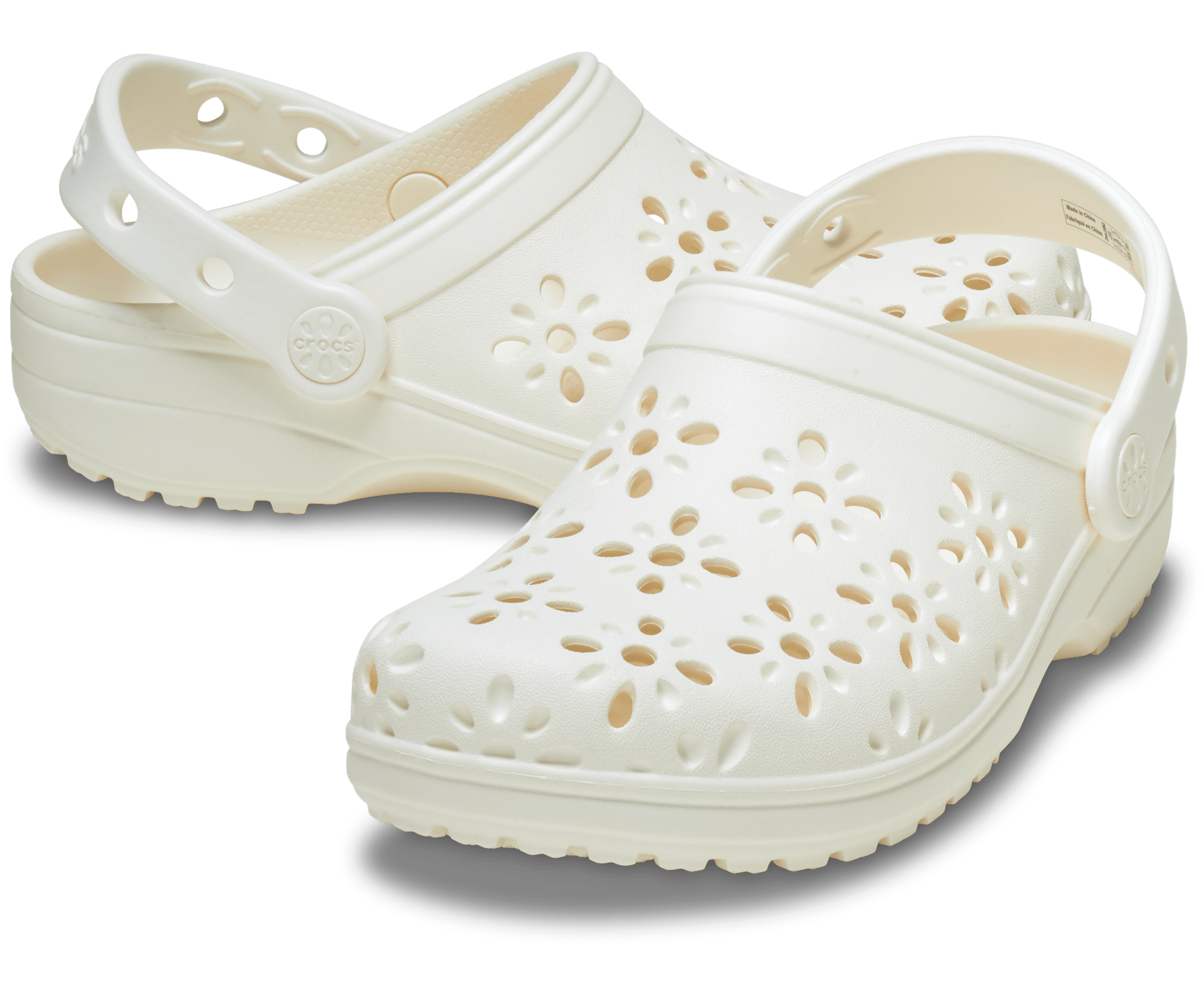 Crocs Classic Floral Cut Out Clogs Chalk EU 38-39 2
