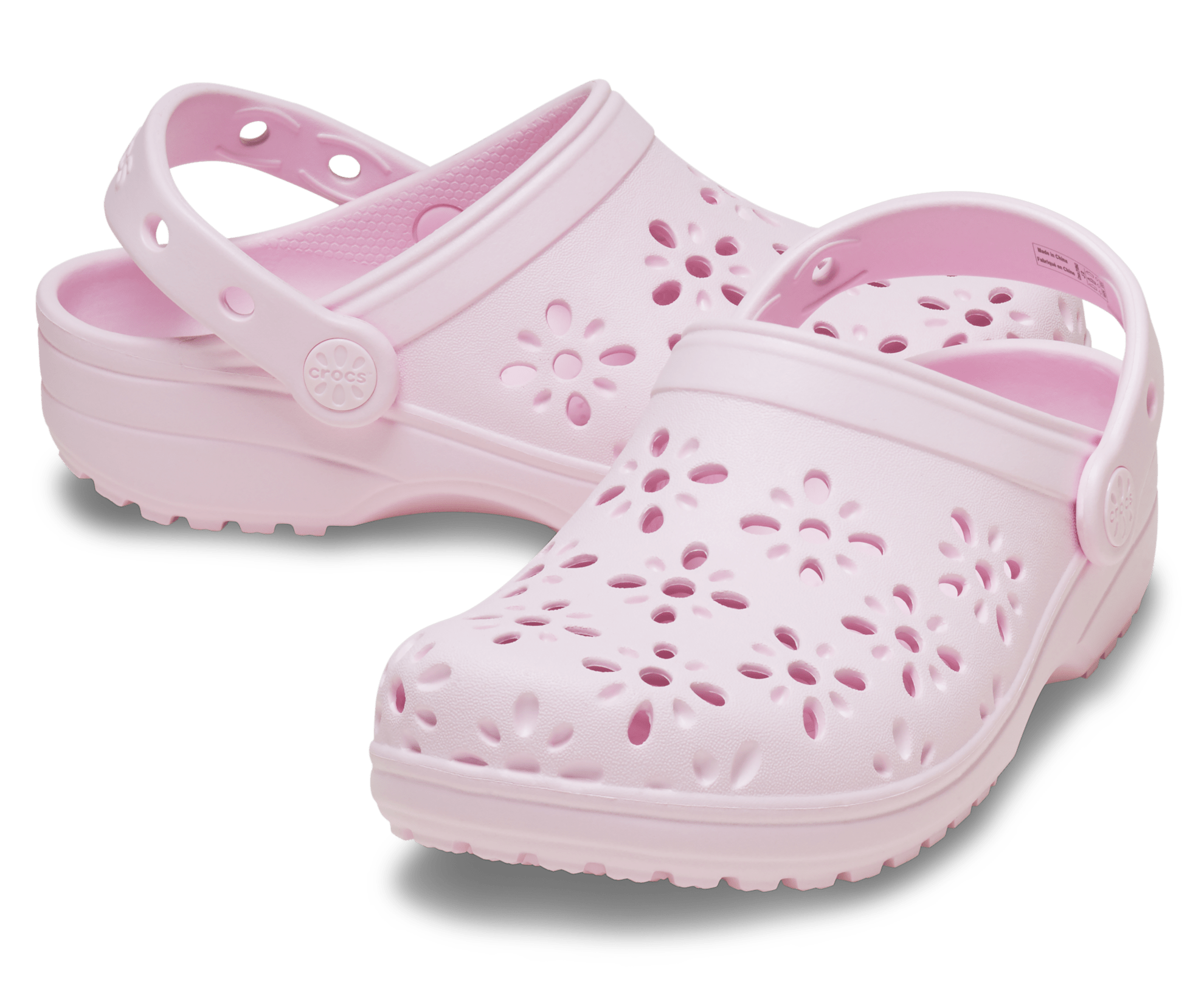 Crocs Classic Floral Cut Out Clogs Pink Milk EU 32-33 9