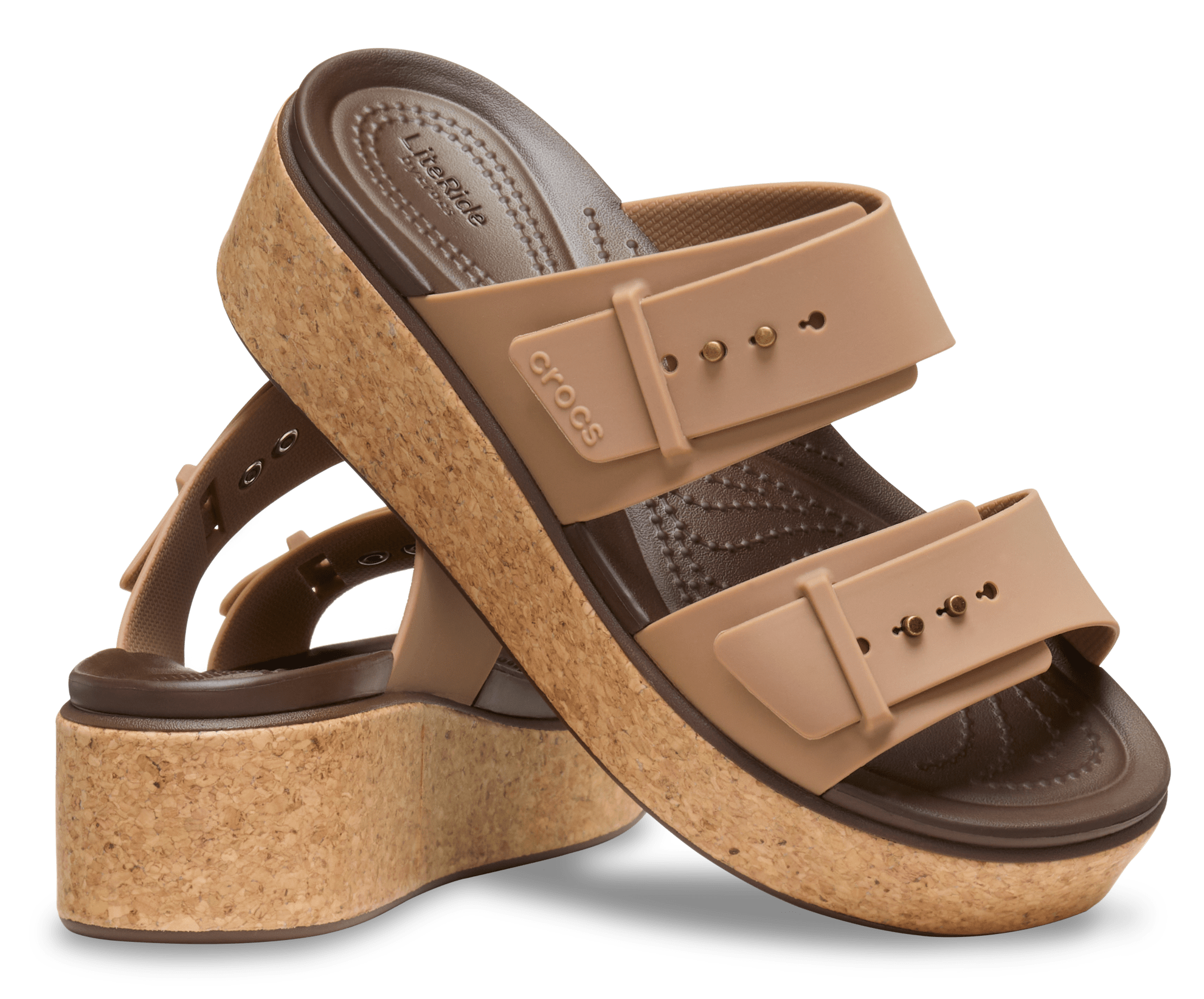 Crocs Brooklyn Cork Buckle Wedge Sandals Tan W4 2