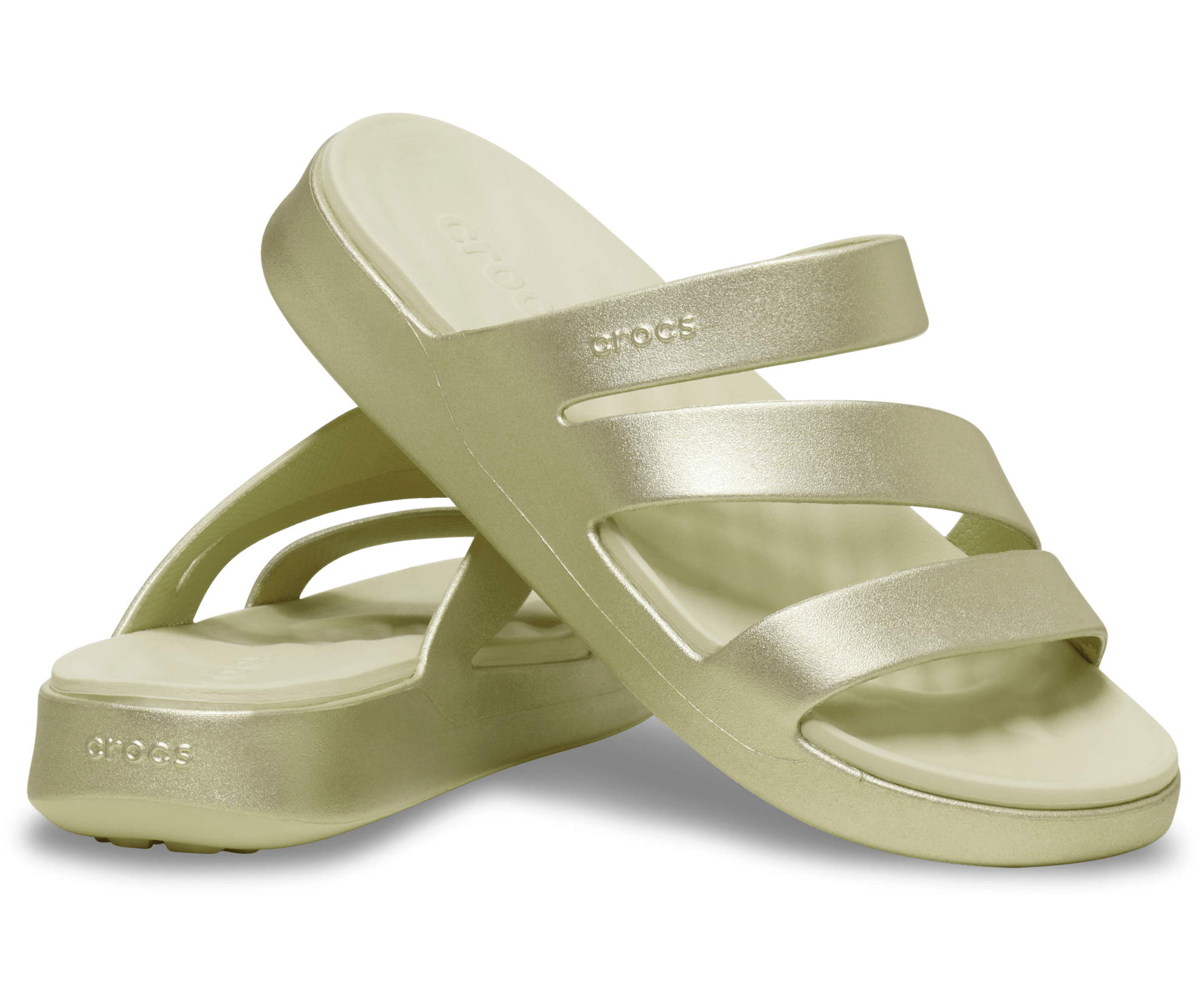 Crocs Getaway Metallic Strappy Sandals Silver W10 2