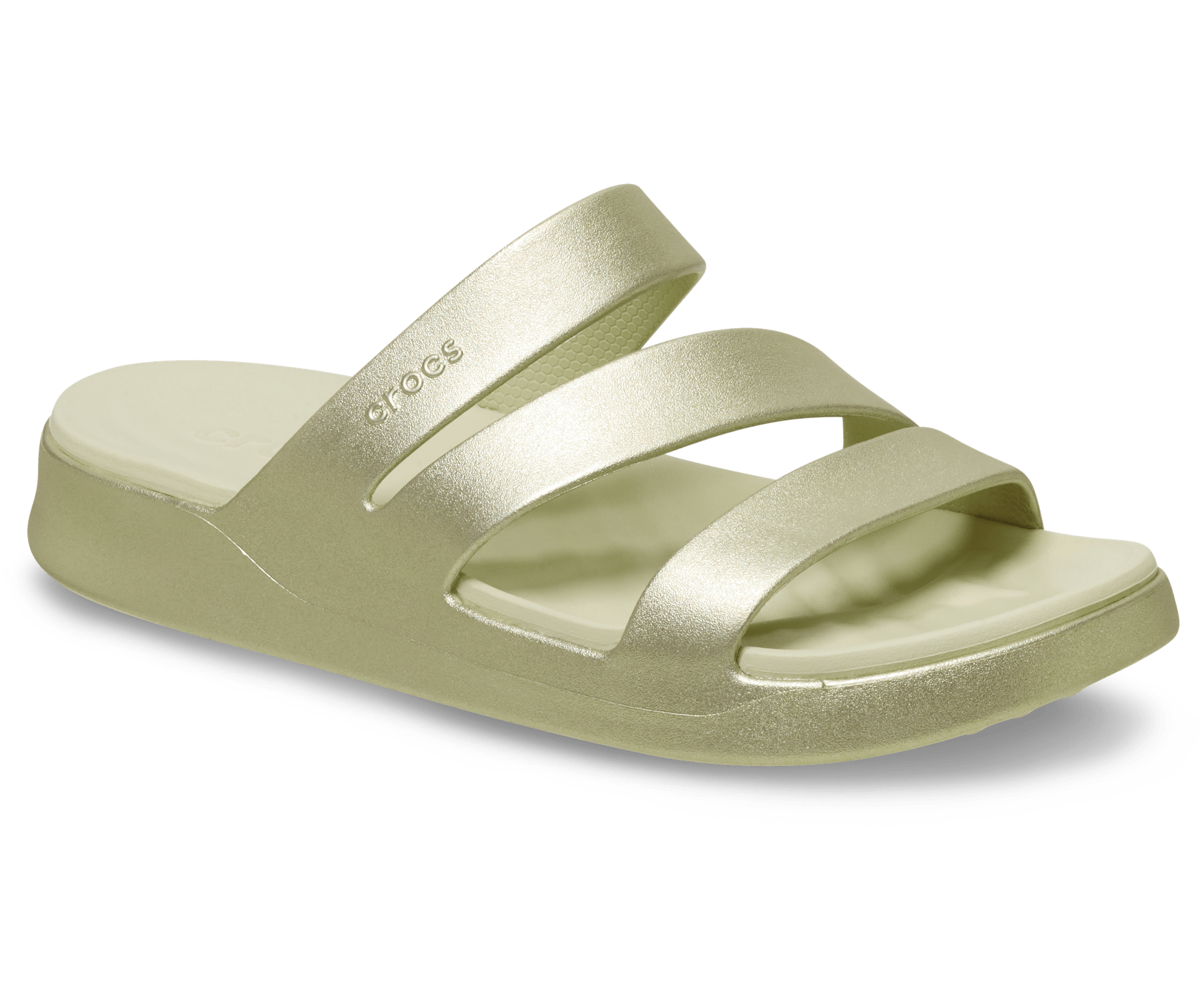 Crocs Getaway Metallic Strappy Sandals Silver W10 3