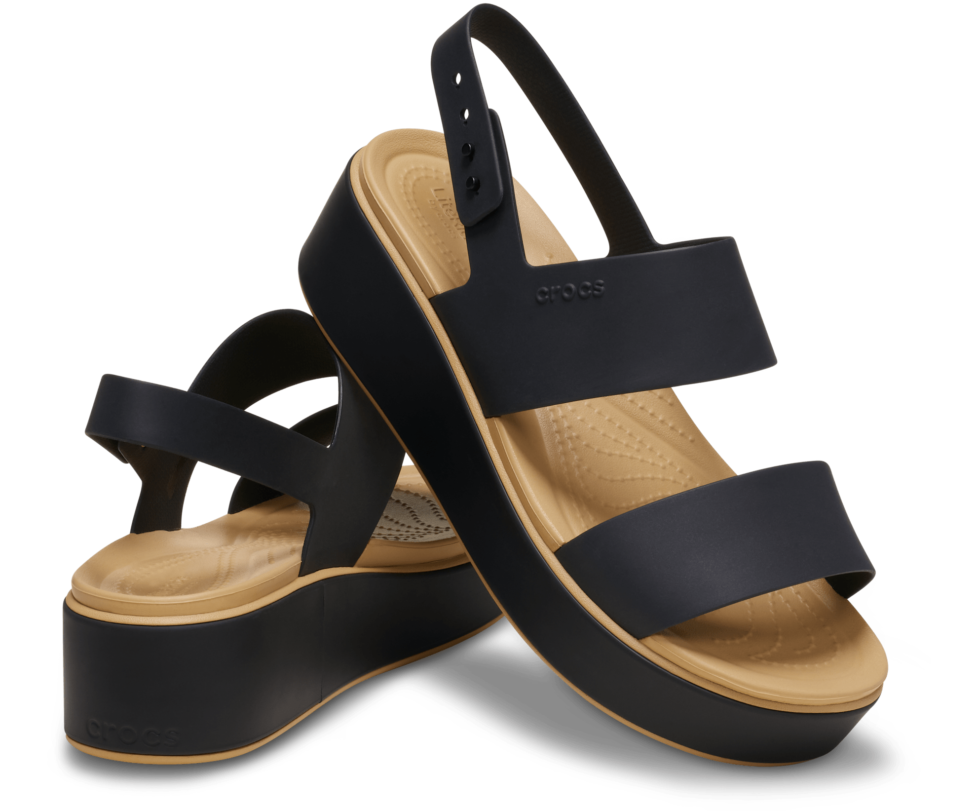 Crocs Brooklyn Matte Wrap Low Wedge Sandals Black / Cashew EU 36-37 Women 5