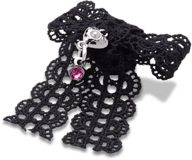 Аксессуары Jibbitz Black Lace Bow Silver Heart — фото 2