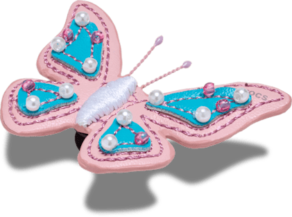 Аксессуары Jibbitz Faux Leather Pink Butterfly — фото 2