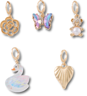 Брелоки Jibbitz Gold Dainty Feminie Shoe Charm 5 Pack — фото 1