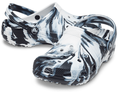 Детские сабо Crocs Classic Marbled, цвет: Чёрный / Белый — фото 2