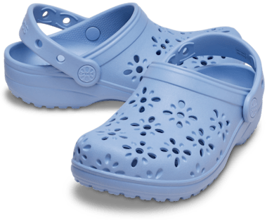 Детские сабо Crocs Classic Floral Cut-Out Clog, цвет: Синий мглистый — фото 2