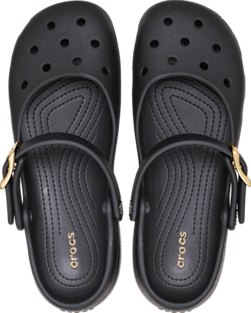Женские балетки Crocs Classic с металлической пряжкой, цвет: Чёрный / Золотой — фото 3