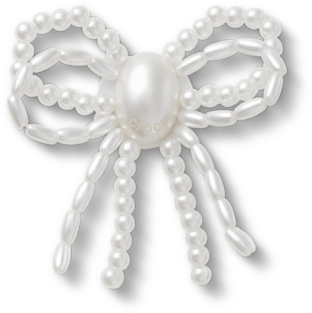 クロックス公式】ホワイト パール ビーデッド ボウ | ジビッツ