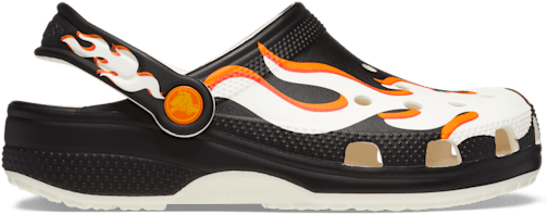 Black crocs with flames sale