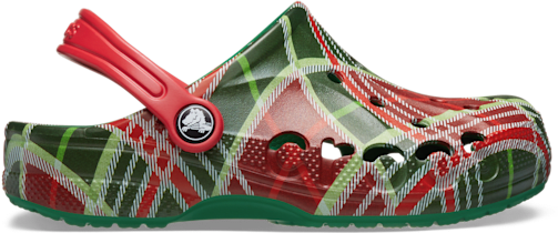 Crocs Kids Baya Holiday Christmas Plaid Clogs C13 Kelly Green