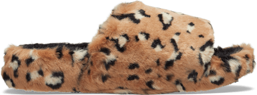 Leopard fur slide sandals clearance