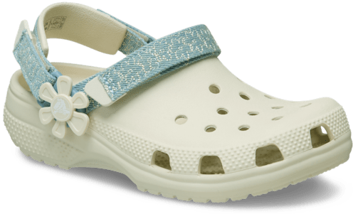 Kids’ Classic Denim Flower Adjustable Backstrap Clog