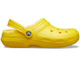 crocs with fur yellow